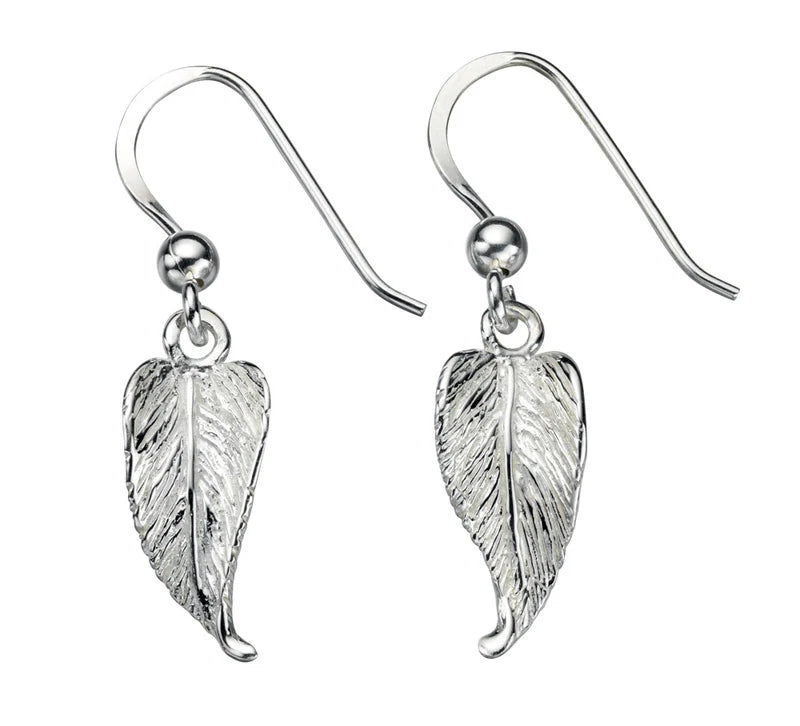 Silver leaf style drop earrings