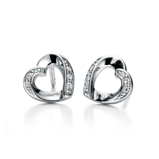 Fiorelli Silver and Cubic Zirconia twisted heart stud earrings