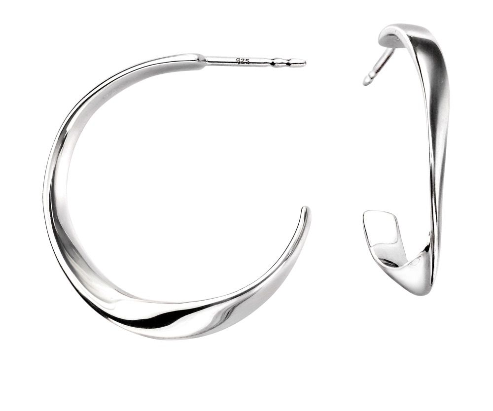 Silver Twisted 3/4 Hoop Earrings