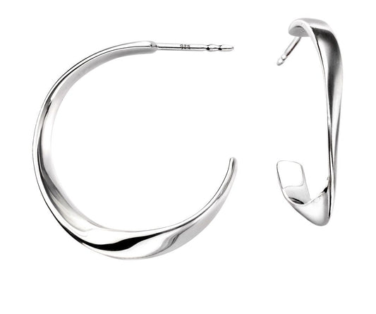 Silver Twisted 3/4 Hoop Earrings