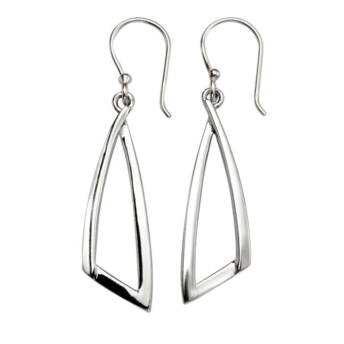 Silver Open Abstract Triangle Drop Earrings