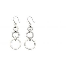 Fiorelli Silver & Cubic Zirconia triple disc drop Earrings