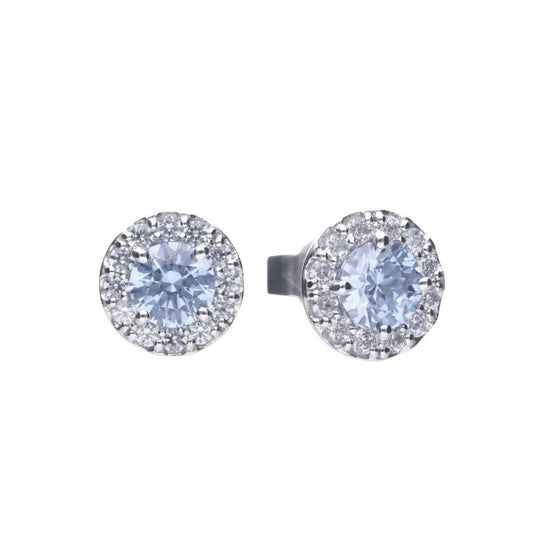 Diamonfire Sterling Silver and light blue Cubic Zirconia round cluster stud earrings