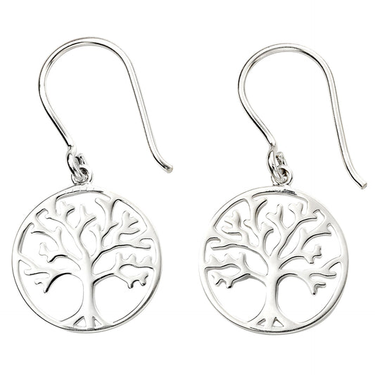 Silver Tree Of Life Drop Earrings