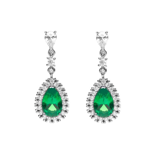 Diamonfire Silver and Green Cubic Zirconia teardrop cluster drop earrings