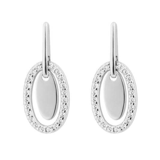 Fiorelli Silver floating oval disc with Cubic Zirconia surround studded drop earring