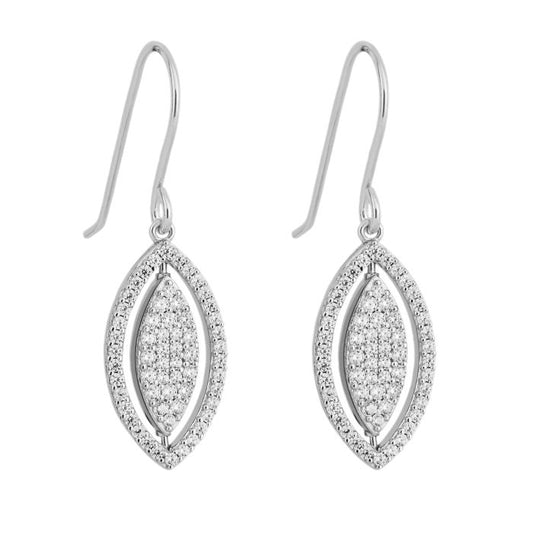 Fiorelli Silver and Cubic Zirconia spinning double marquise drop earrings