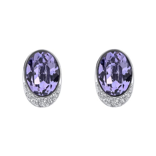 Fiorelli silver and Tanzanite crystal oval stud earrings with cubic zirconia