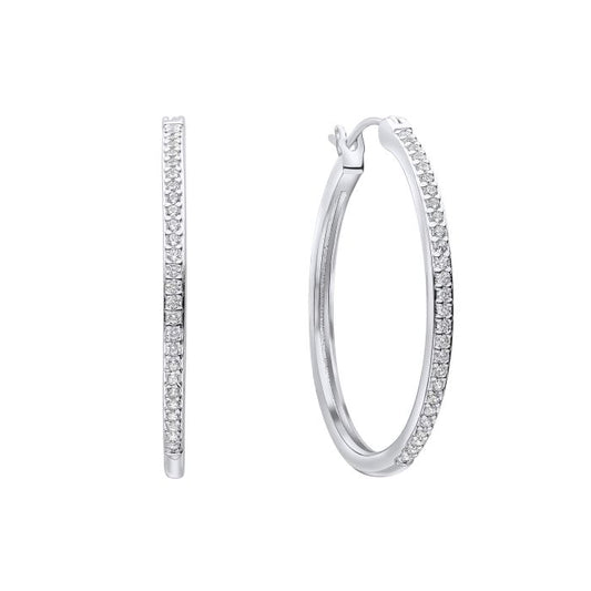 Diamonfire Silver and cubic zirconia Large Hoop Earrings