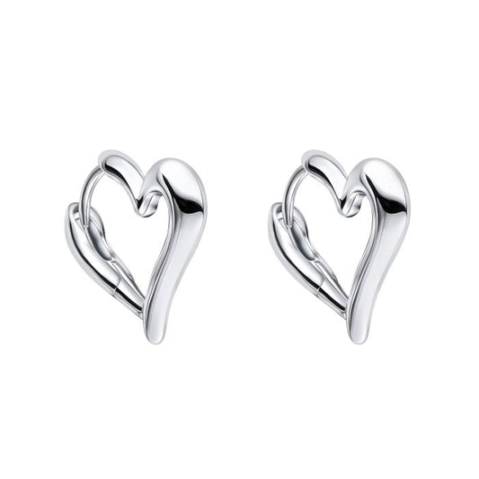 SILVER Open Heart Hoop Earrings