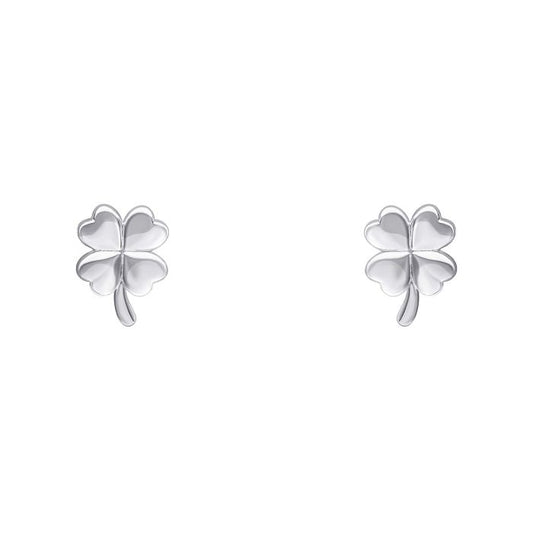 Silver Four Leaf Clover Stud Earrings
