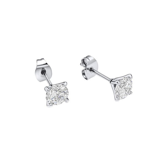 Stainless steel and cubic zirconia gents 4 claw stud earrings
