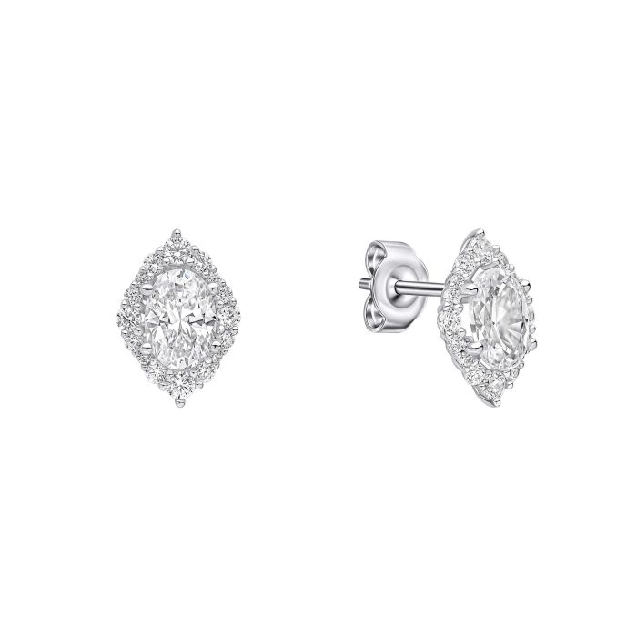 Diamonfire Silver Oval Stud Earrings.