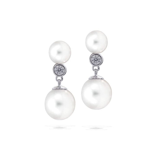 Diamonfire Silver Pearl Earrings