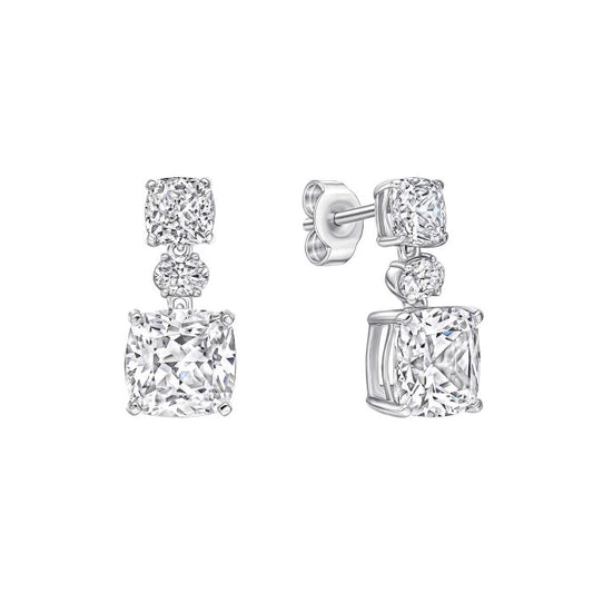 Diamonfire Silver and cushion cut Cubic Zirconia drop earrings