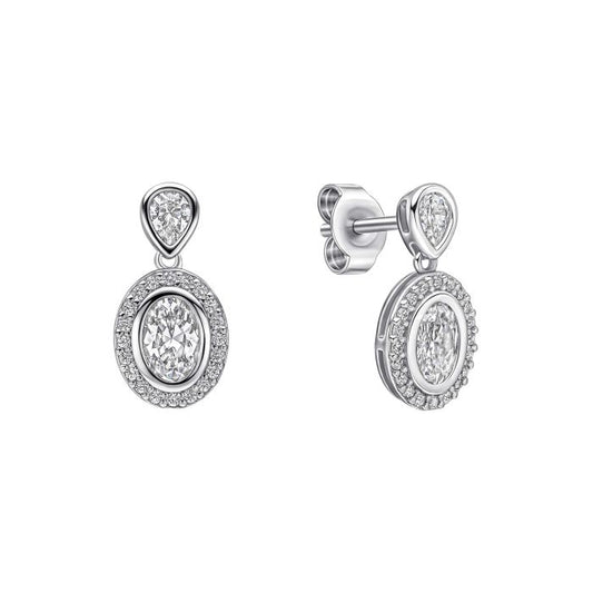 Diamonfire Silver and Cubic Zirconia double halo drop stud earrings
