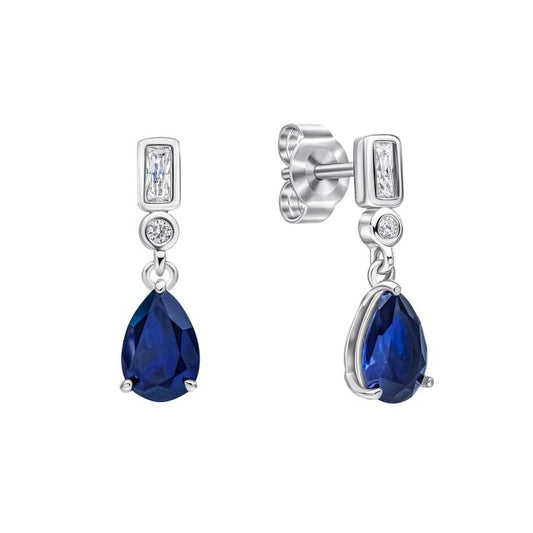 Diamonfire Silver and Blue teardrop Cubic Zirconia drop earrings