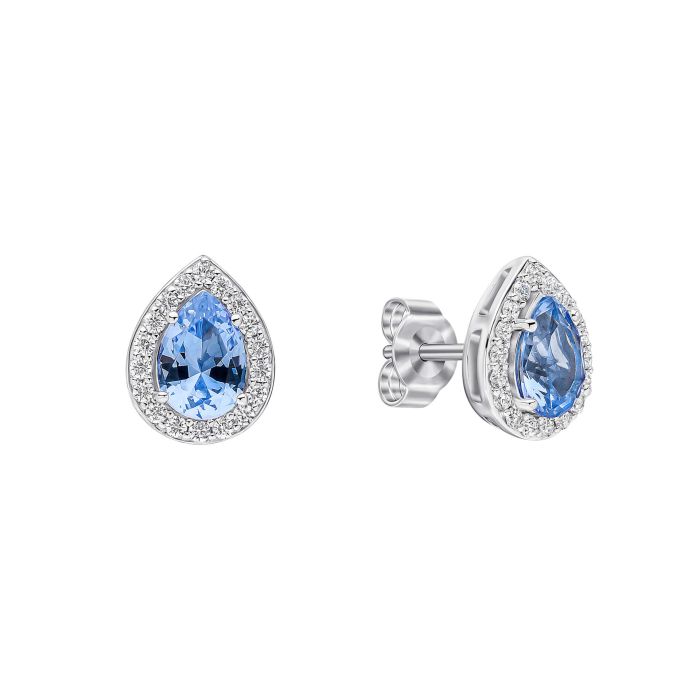 Diamonfire Silver with light blue tear drop cluster stud earrings