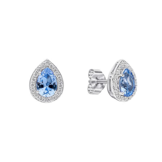 Diamonfire Silver with light blue tear drop cluster stud earrings