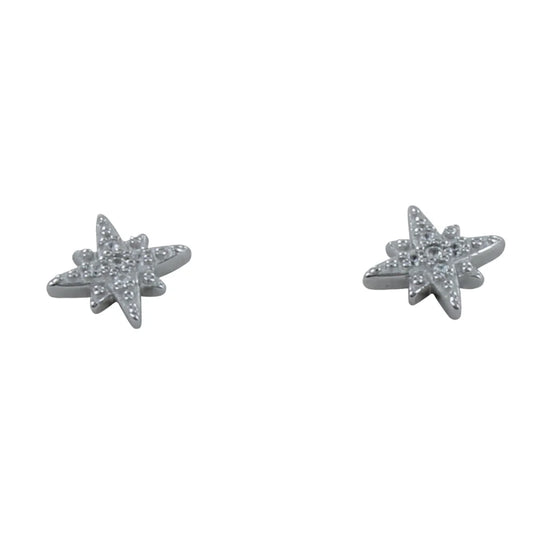 Silver and Cubic Zirconia star stud earrings