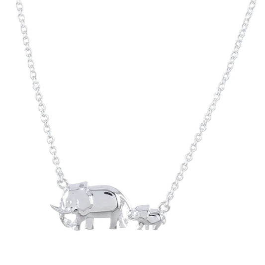Silver double Elephant necklace