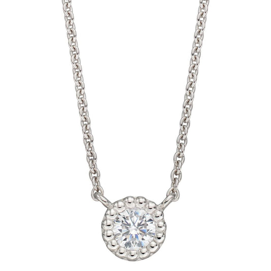 Silver Milgrain Edge Cubic Zirconia Necklace
