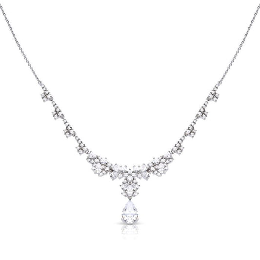 Diamonfire Silver and Cubic Zirconia ornate statement teardrop necklace