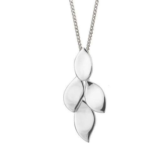 Silver Flowing Petals Drop Pendant