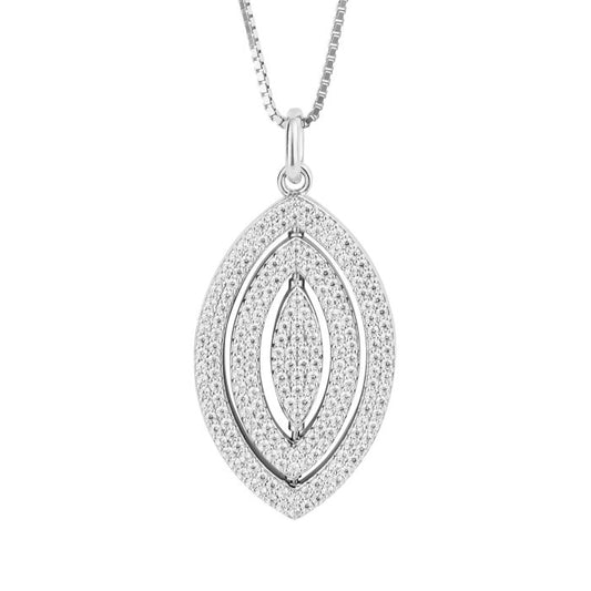 Fiorelli silver and cubic zirconia spining maquise pendant