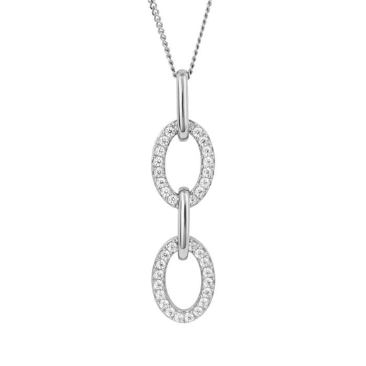 Fiorelli Silver and Cubic Zirconia oval link drop pendant