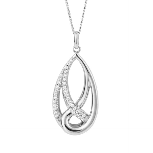 Fiorelli silver and Cubic Zirconia woven pendant