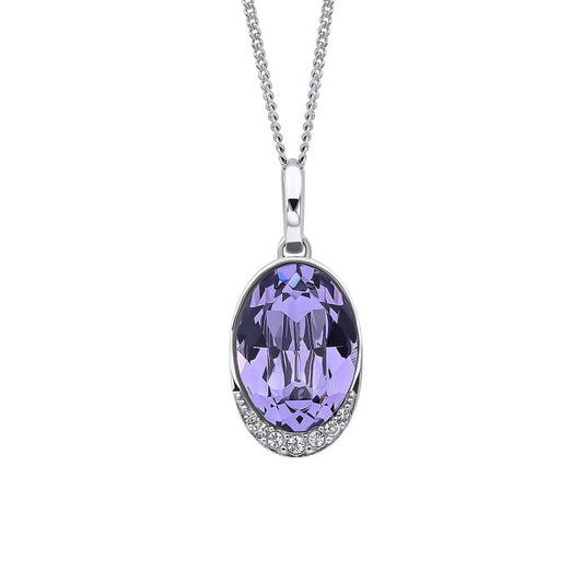 Fiorelli Silver and oval Tanzanite Crystal and Cubic Zirconia pendant