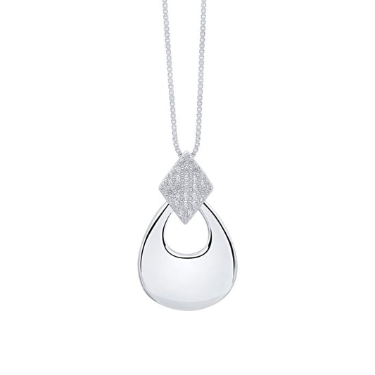 Fiorelli silver and cubic zirconia prism and teardrop pendant