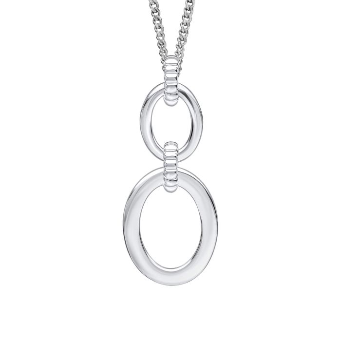 silver double oval drop pendant
