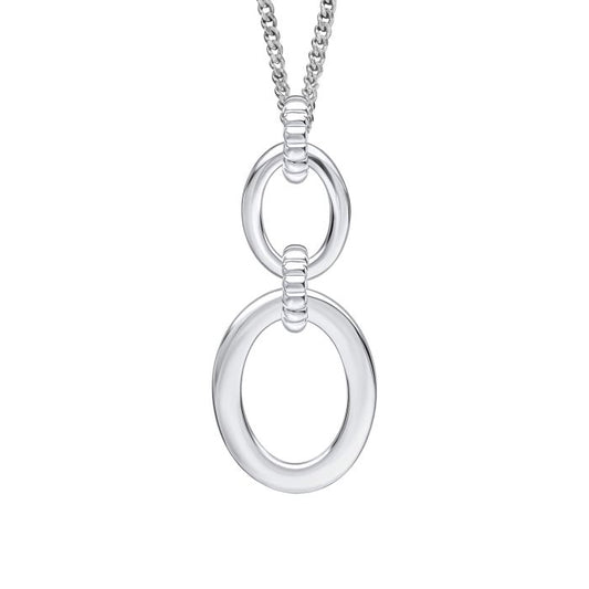 silver double oval drop pendant