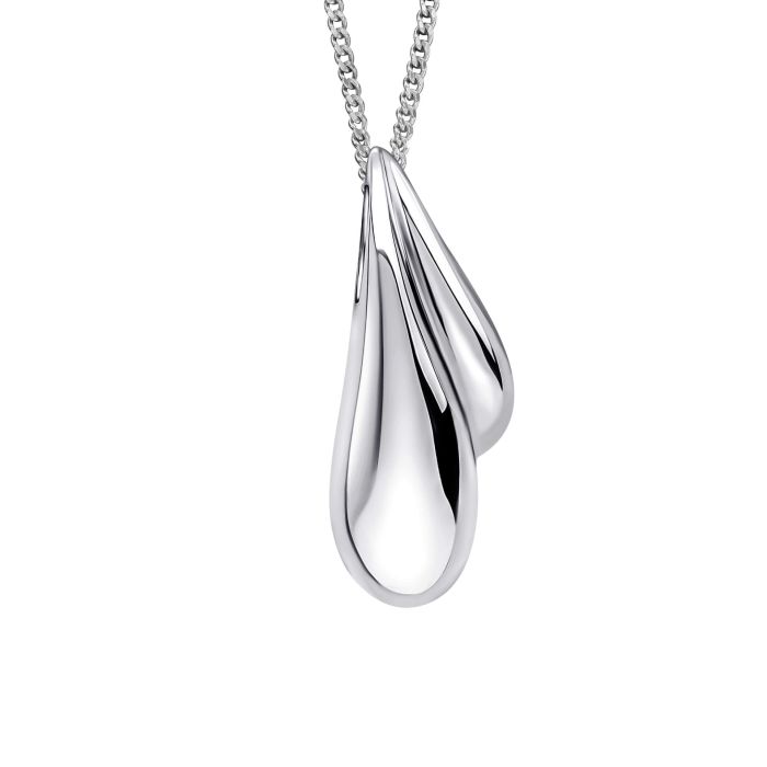 Silver Organic wave droplet Drop Pendant