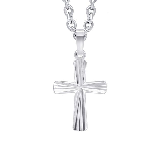 Silver Diamond Cut Detailed Cross Pendant