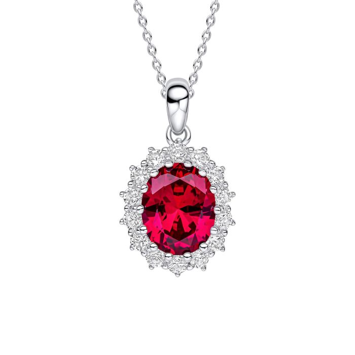 Diamonfire Silver Oval Pendant