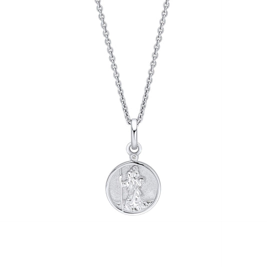 D For Diamond Silver Saint Christopher with Diamond Pendant