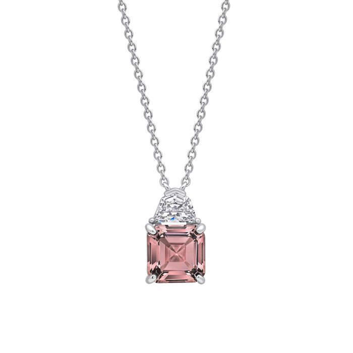 Diamonfire Silver and pink princess cut Cubic Zirconia necklace