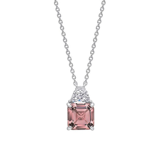 Diamonfire Silver and pink princess cut Cubic Zirconia necklace