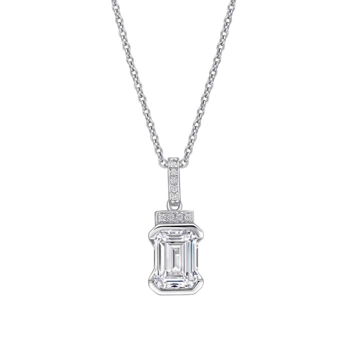 Diamonfire Silver and Emerald Cut Cubic Zirconia Pendant.