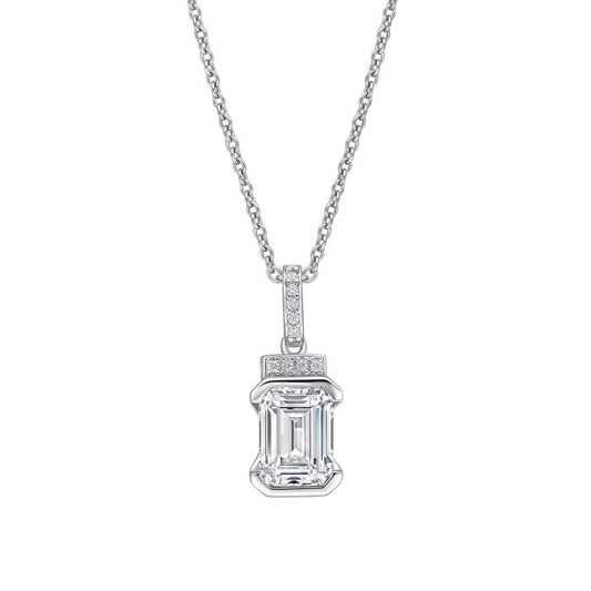 Diamonfire Silver and Emerald Cut Cubic Zirconia Pendant.