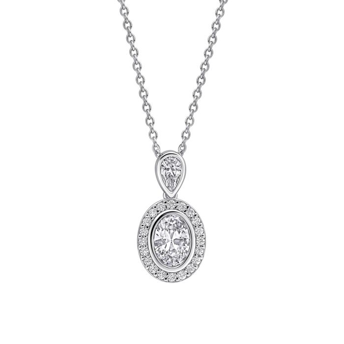 Diamonfire Silver and Cubic Zirconia halo double drop necklace