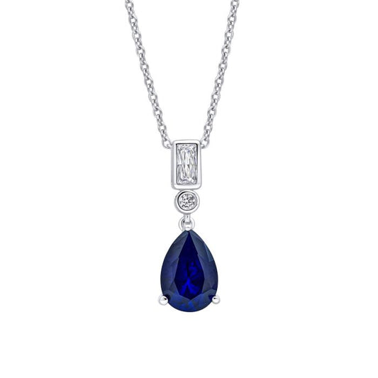 Diamonfire Silver and Blue teardrop Cubic Zirconia pendant