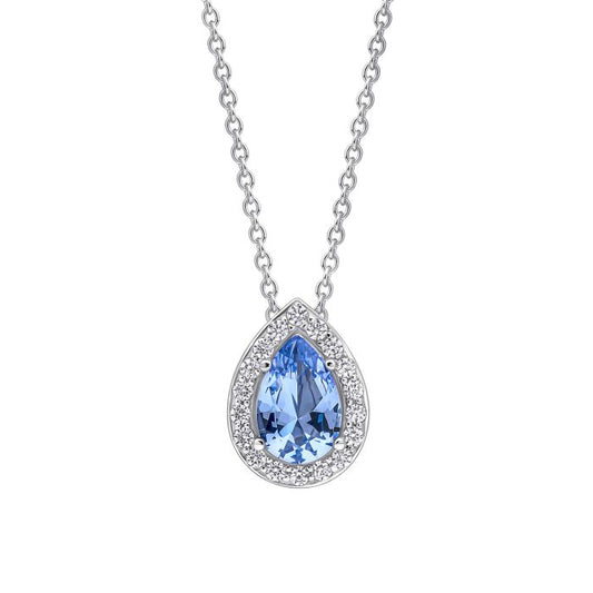 Diamonfire Silver and light blue teardrop cluster pendant