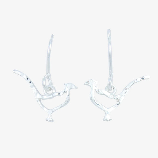 Silver Pheasant drop earrings