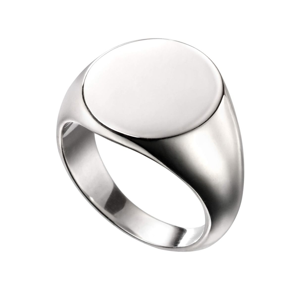 Silver round gents signet ring