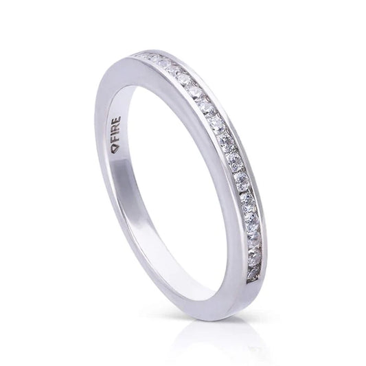 Diamonfire Silver And Cubic Zirconia Half Eternity Band Ring.