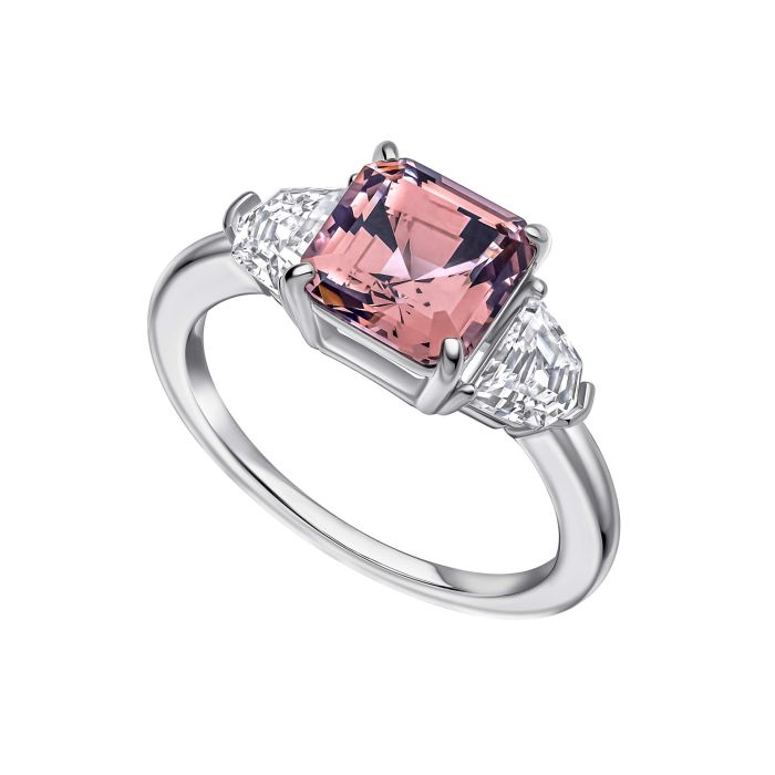 Diamonfire Silver and pink princess cut Cubic Zirconia ring